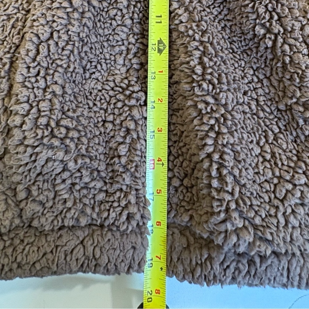 SAGE Collective Small Taupe Sherpa Teddy Fleece Quarter Zip Pullover Sweatshirt - Picture 5 of 5